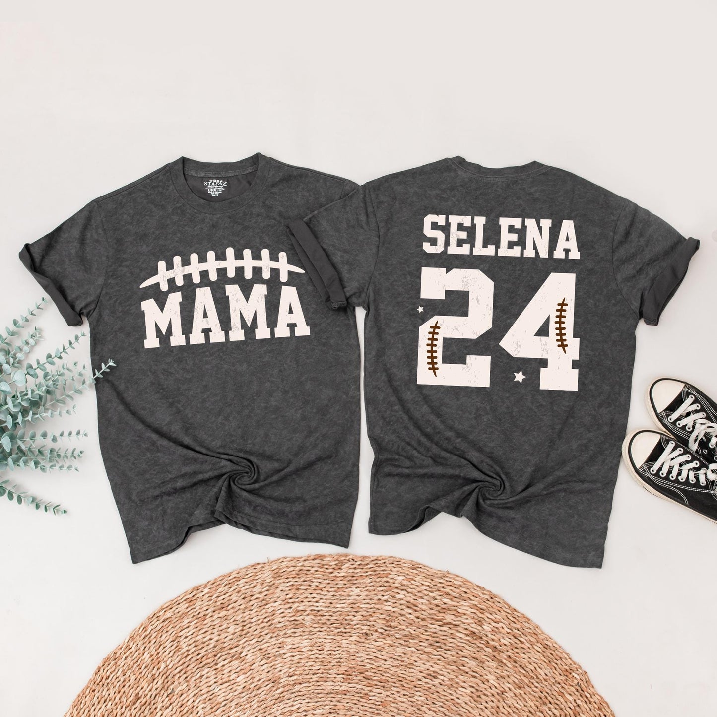 Mama & Me Football Birthday Shirts Custom Name Number Family Matching Outfits 24 01 One Touchdown Season Game Day Gift