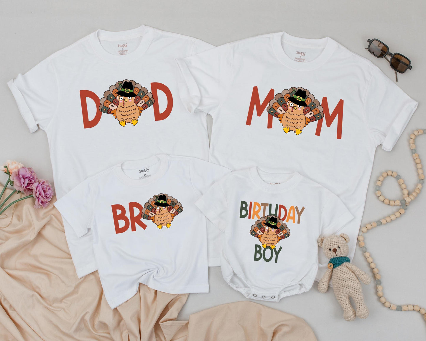 Turkey 1st Birthday Boy Shirt My Little Turkey Is One Thanksgiving Fall First Birthday Outfit Matching Family Kids Autumn