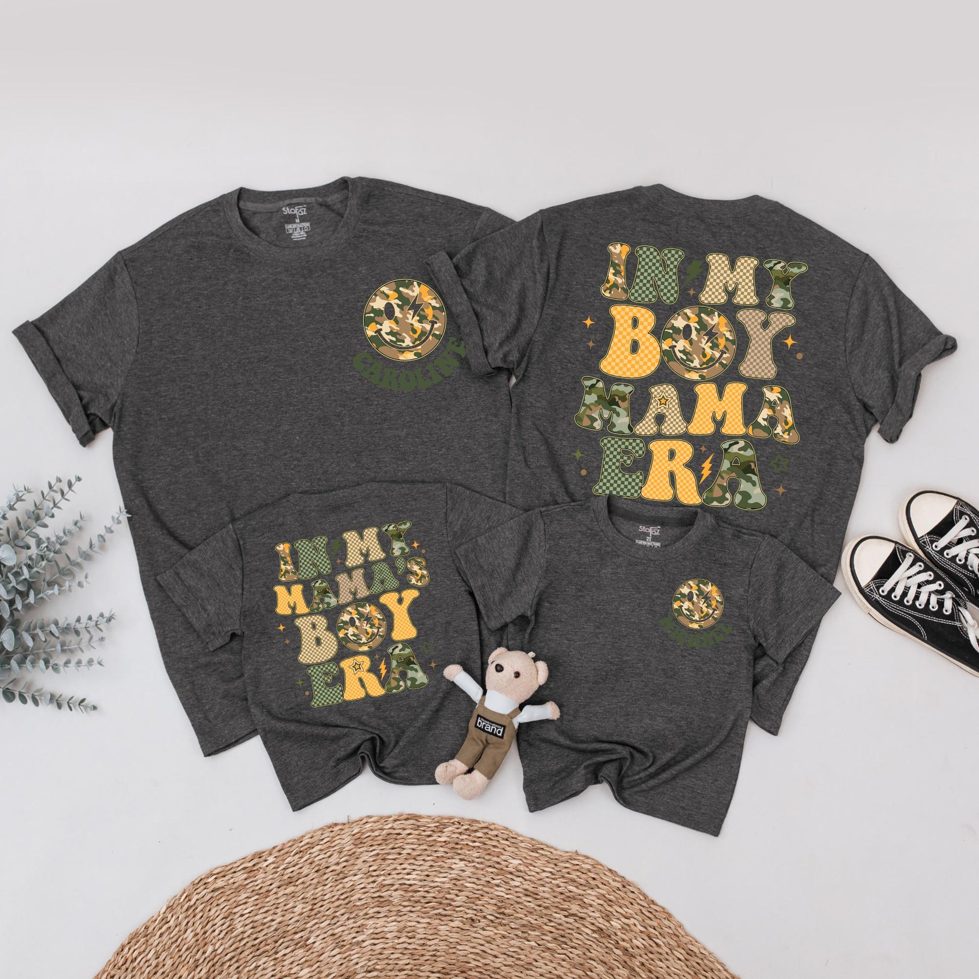 Matching In My Boy Mama Era Family Shirts & Baby Boy Romper Custom Mommy and Me Outfits, Retro Design, Gift for Mom & Son