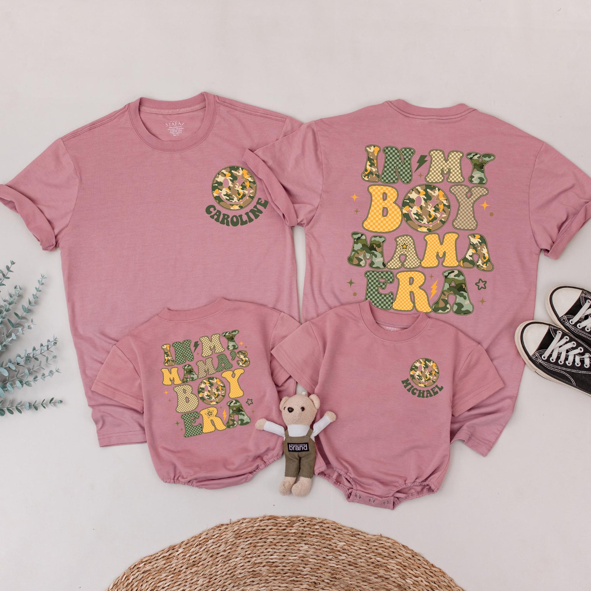 Matching In My Boy Mama Era Family Shirts & Baby Boy Romper Custom Mommy and Me Outfits, Retro Design, Gift for Mom & Son