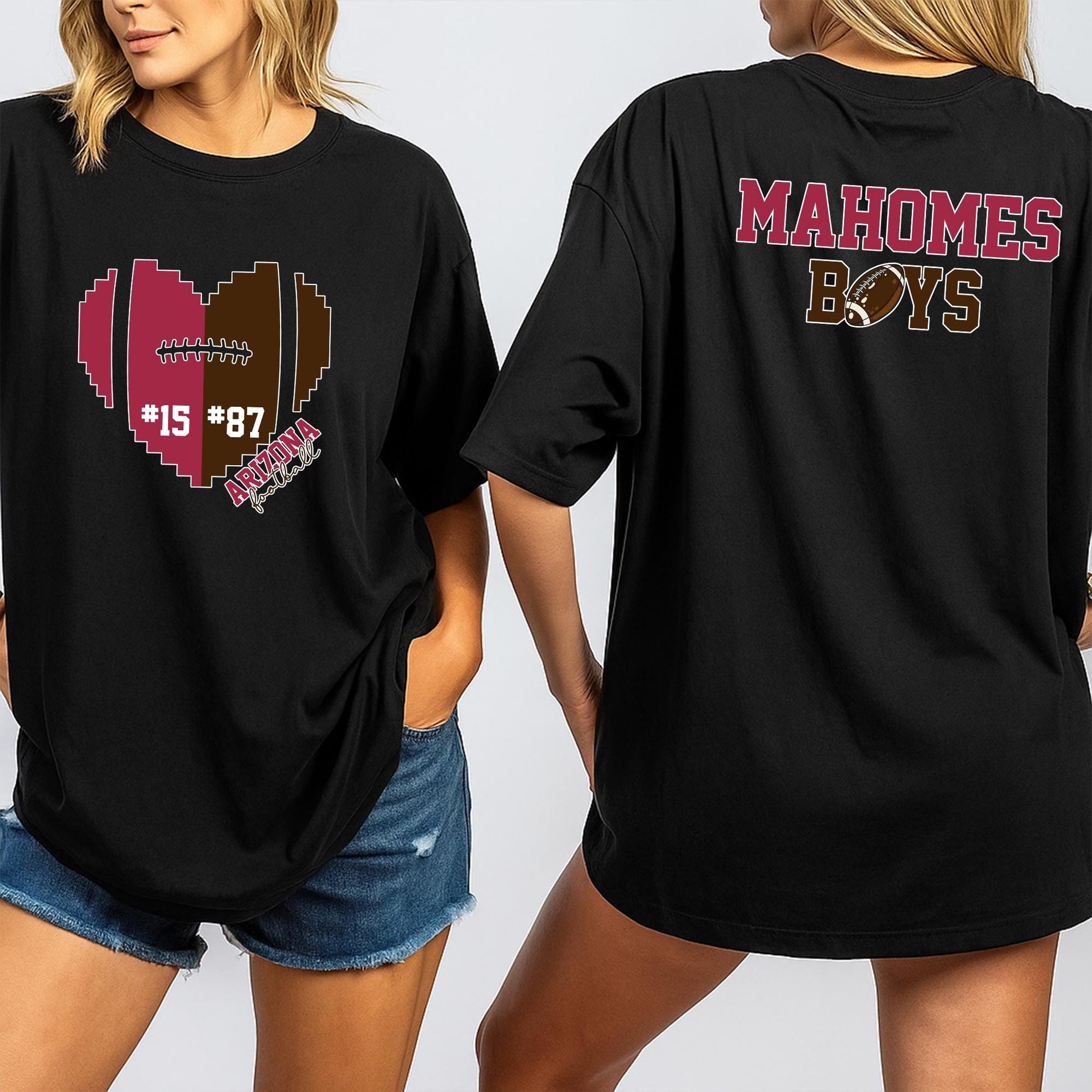 Custom Football Mom Sweatshirt, Personalized Name & Number Heart Design, Game Day Shirt, His Biggest Fan, Football Nana, School Mascot, Sons Boys Athletes