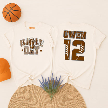 Custom Football Game Day Shirt for Kids Personalized Name and Number Football Mom Mama Tee Game Day Sports