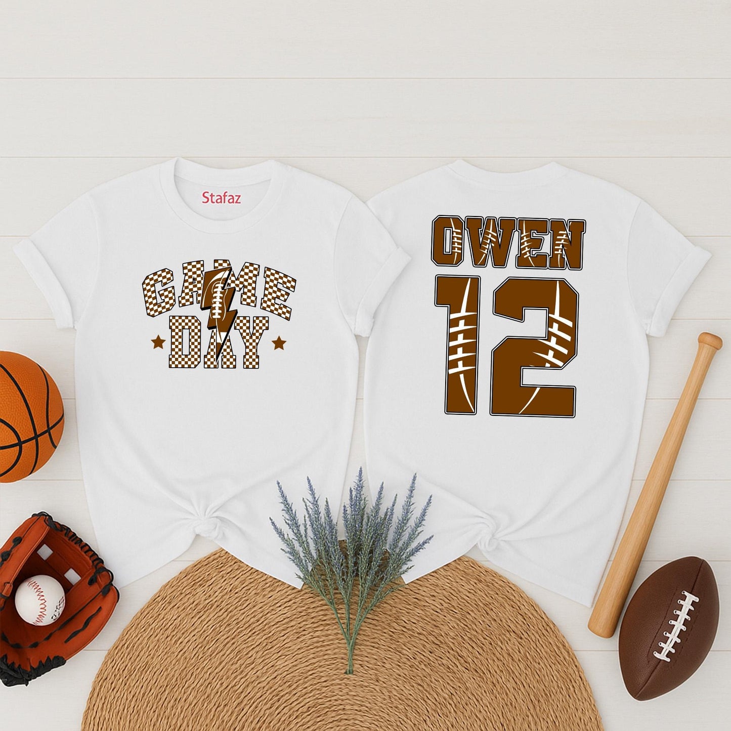 Custom Football Game Day Shirt for Kids Personalized Name and Number Football Mom Mama Tee Game Day Sports