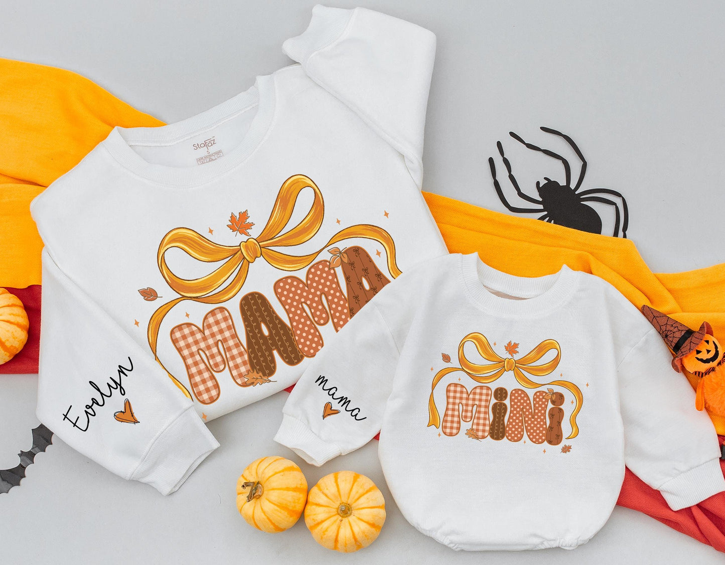 Custom Groovy Mama and Mini Matching Fall Sweatshirts Autumn Family Soft Comfortable Mom Baby Toddler Thanksgiving Outfits