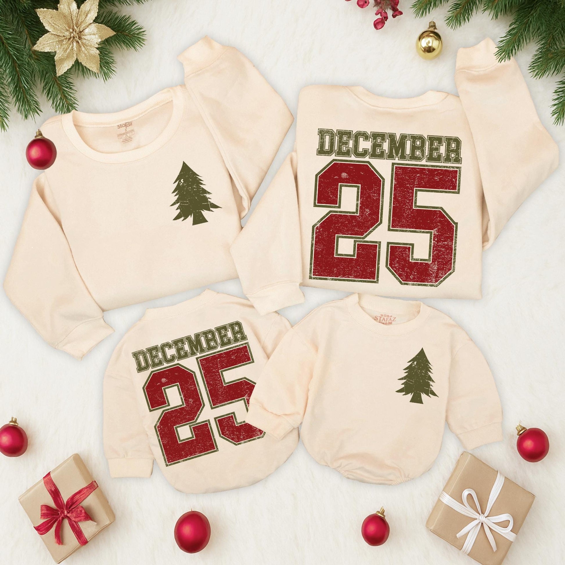 Distressed December 25th Toddler Sweatshirt, Vintage Christmas Baby Outfit, Retro Xmas Newborn Gift, Matching Family Holiday Clothes (140 chars)