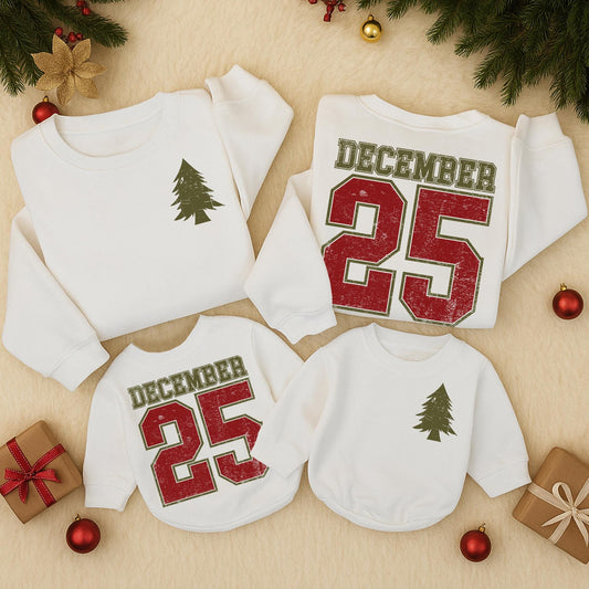 Distressed December 25th Toddler Sweatshirt, Vintage Christmas Baby Outfit, Retro Xmas Newborn Gift, Matching Family Holiday Clothes (140 chars)