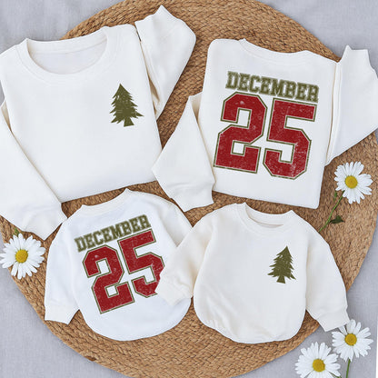 Distressed December 25th Toddler Sweatshirt, Vintage Christmas Baby Outfit, Retro Xmas Newborn Gift, Matching Family Holiday Clothes (140 chars)