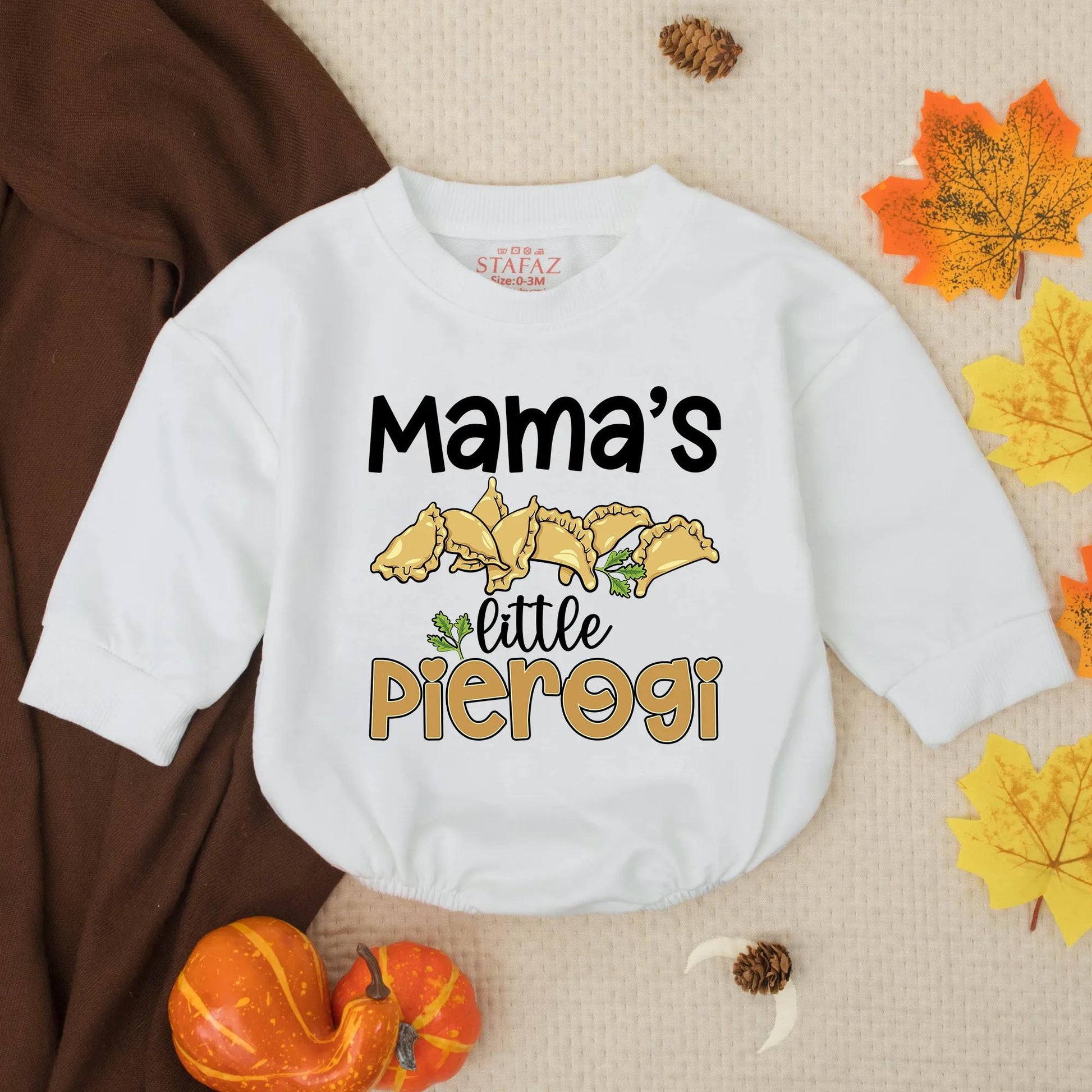 Mama's Little Pierogi Baby Romper, Funny Foodie Gift, Cute Baby Outfit, Whimsical Baby Clothes, Golden Yellow Pierogi, Baby Shower Gift, Baby Girl Boy 137