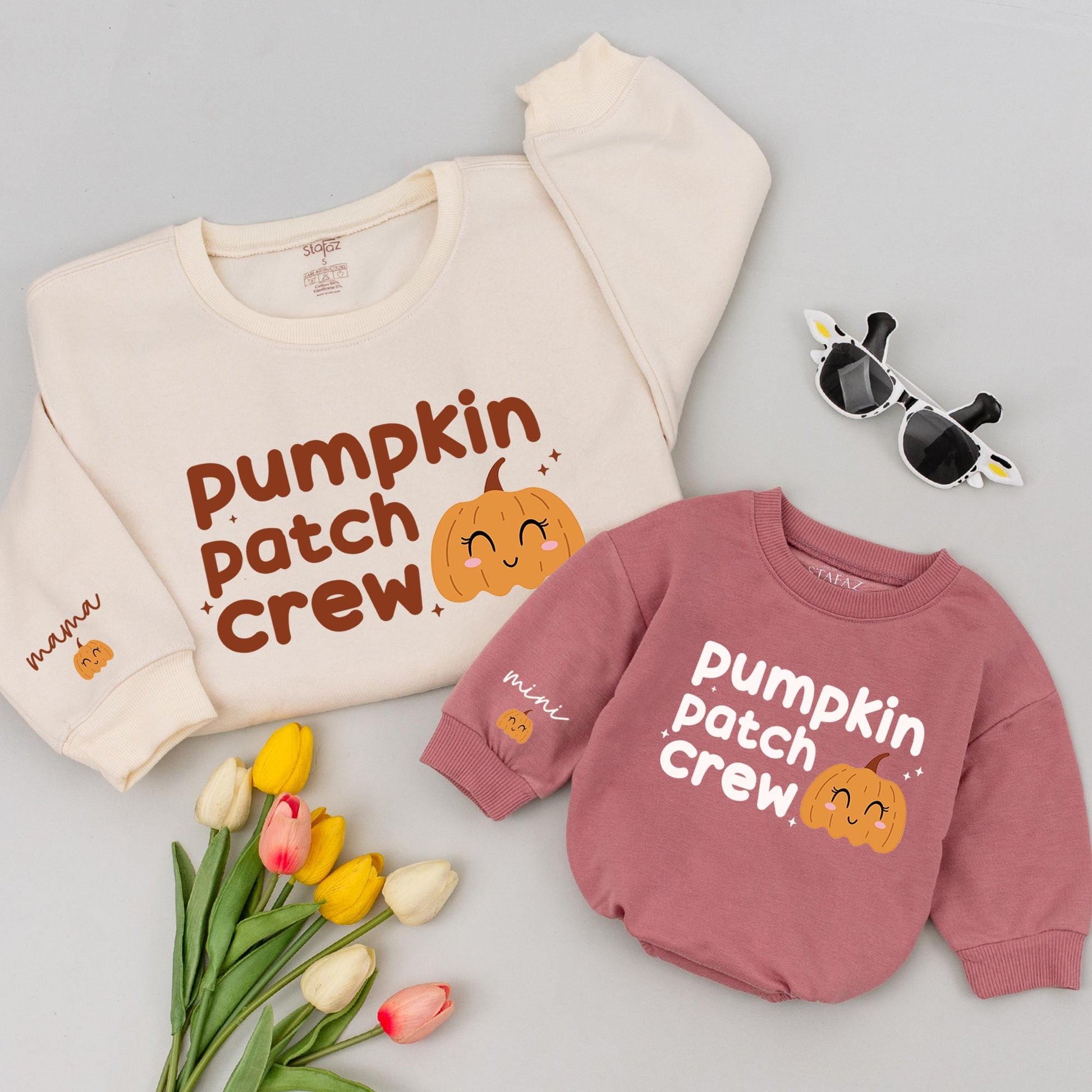 Matching Pumpkin Patch Crew Fall Sweatshirt, Thanksgiving Baby Outfit, Mommy and Mini, Cute Pumpkin Picking Gift, Baby Girl Boy Fall Outfit