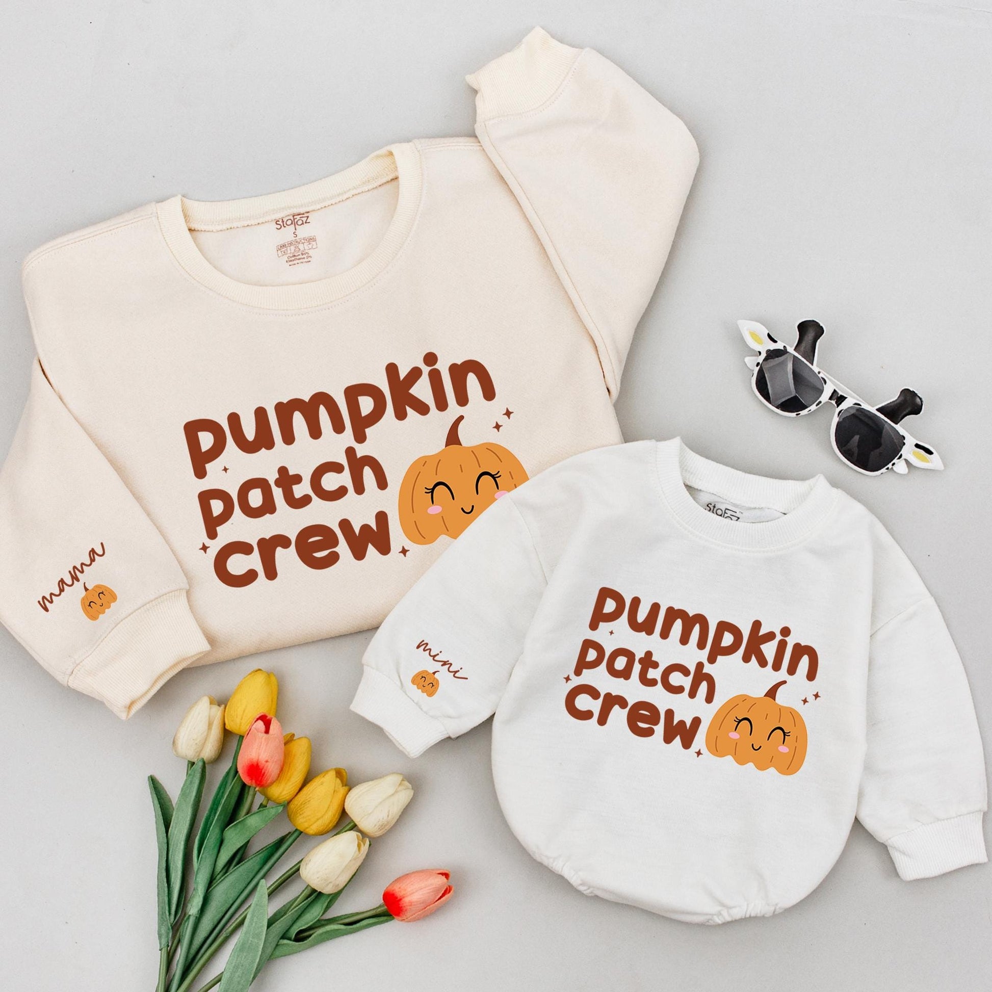 Matching Pumpkin Patch Crew Fall Sweatshirt, Thanksgiving Baby Outfit, Mommy and Mini, Cute Pumpkin Picking Gift, Baby Girl Boy Fall Outfit