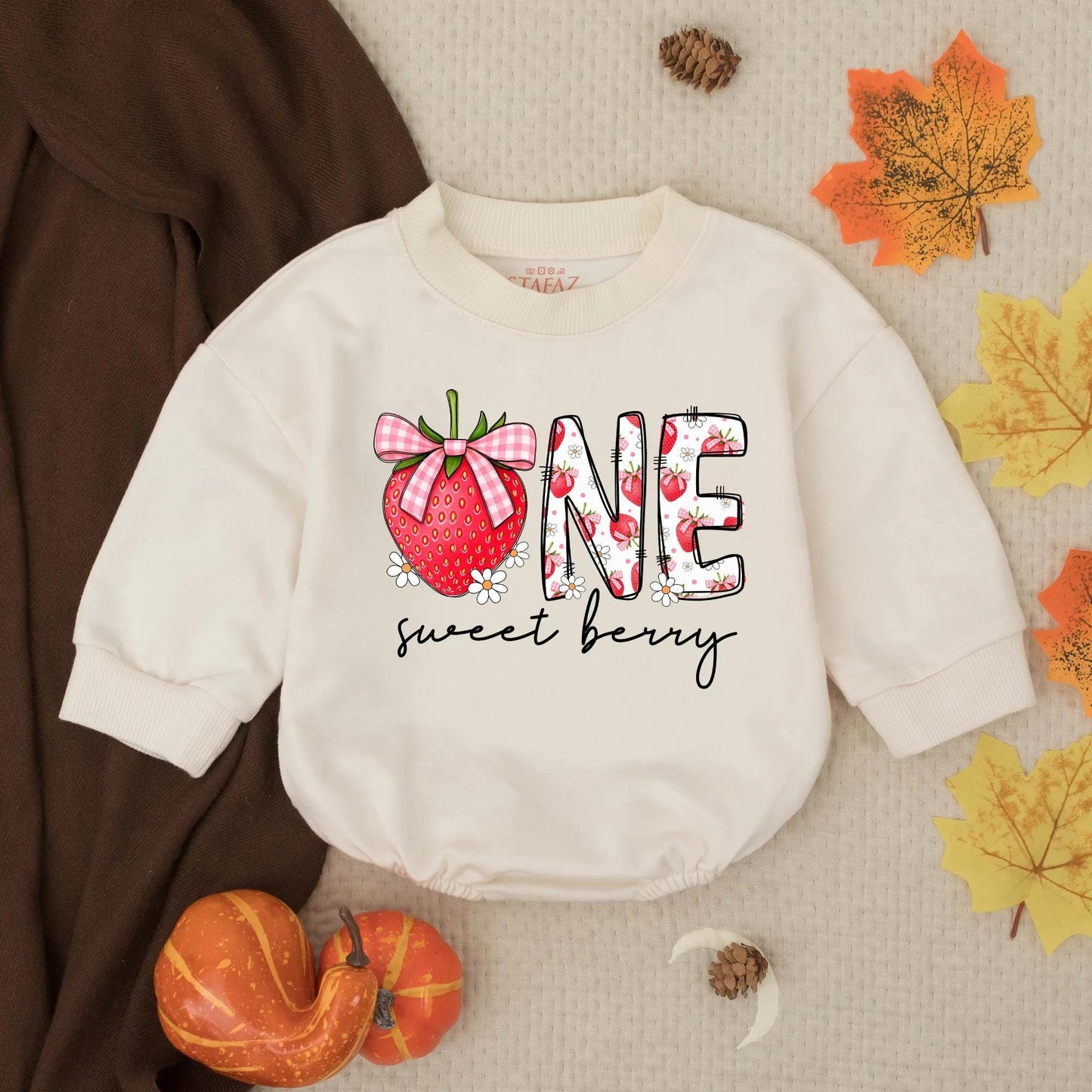 Berry Sweet First Birthday Romper, One Year Old Baby Girl Outfit with Strawberry Design, 1st Birthday Gift