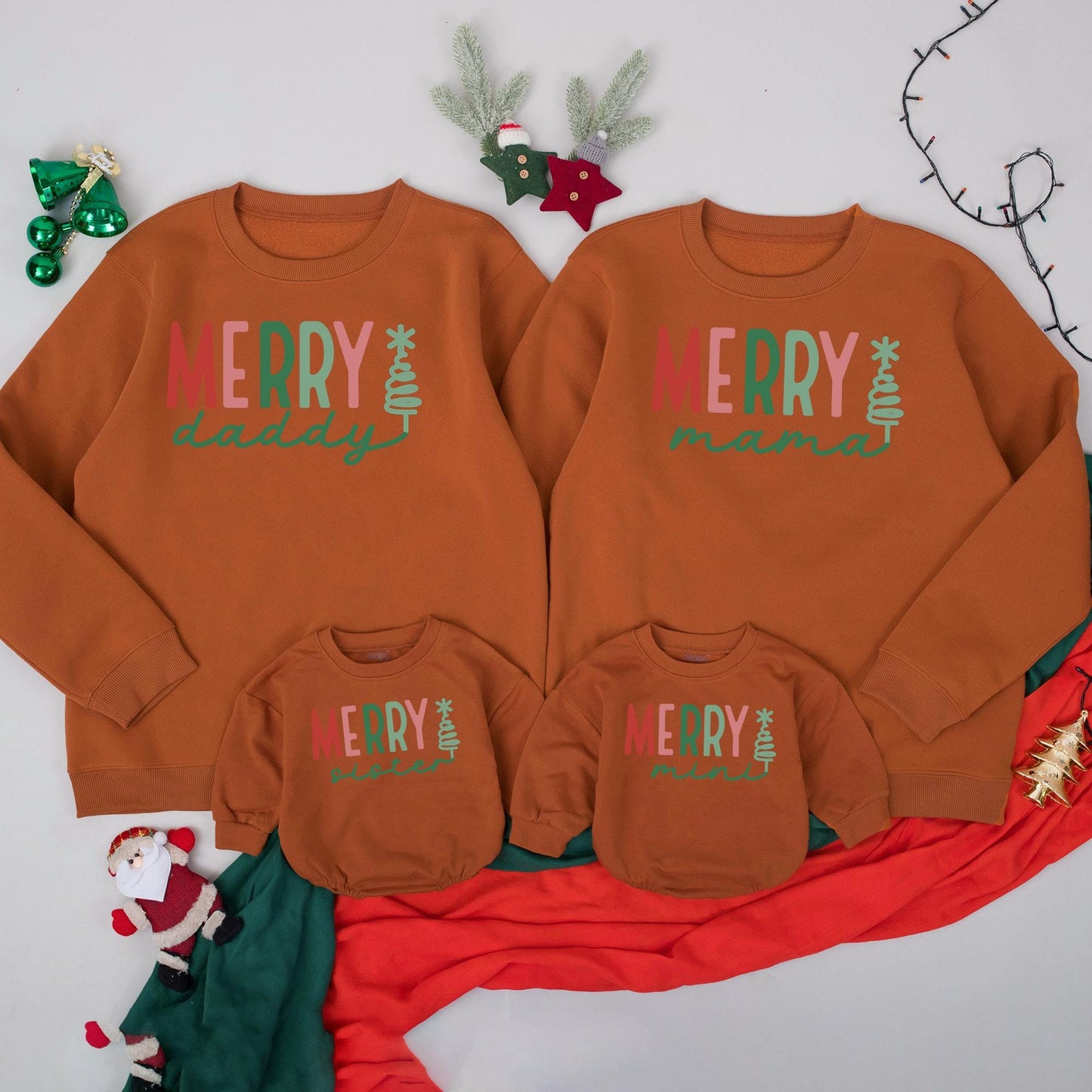 Personalized Merry Mama and Mini Sweatshirt Custom Name Christmas Family Matching Outfit Baby Girl Romper Gift