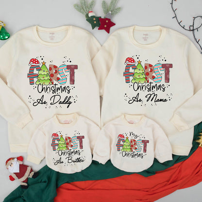 Matching Family FIRST Christmas Sweatshirt Cotton Holiday Outfit "My First Christmas" Daddy Mama Brother