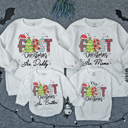 Matching Family FIRST Christmas Sweatshirt Cotton Holiday Outfit "My First Christmas" Daddy Mama Brother