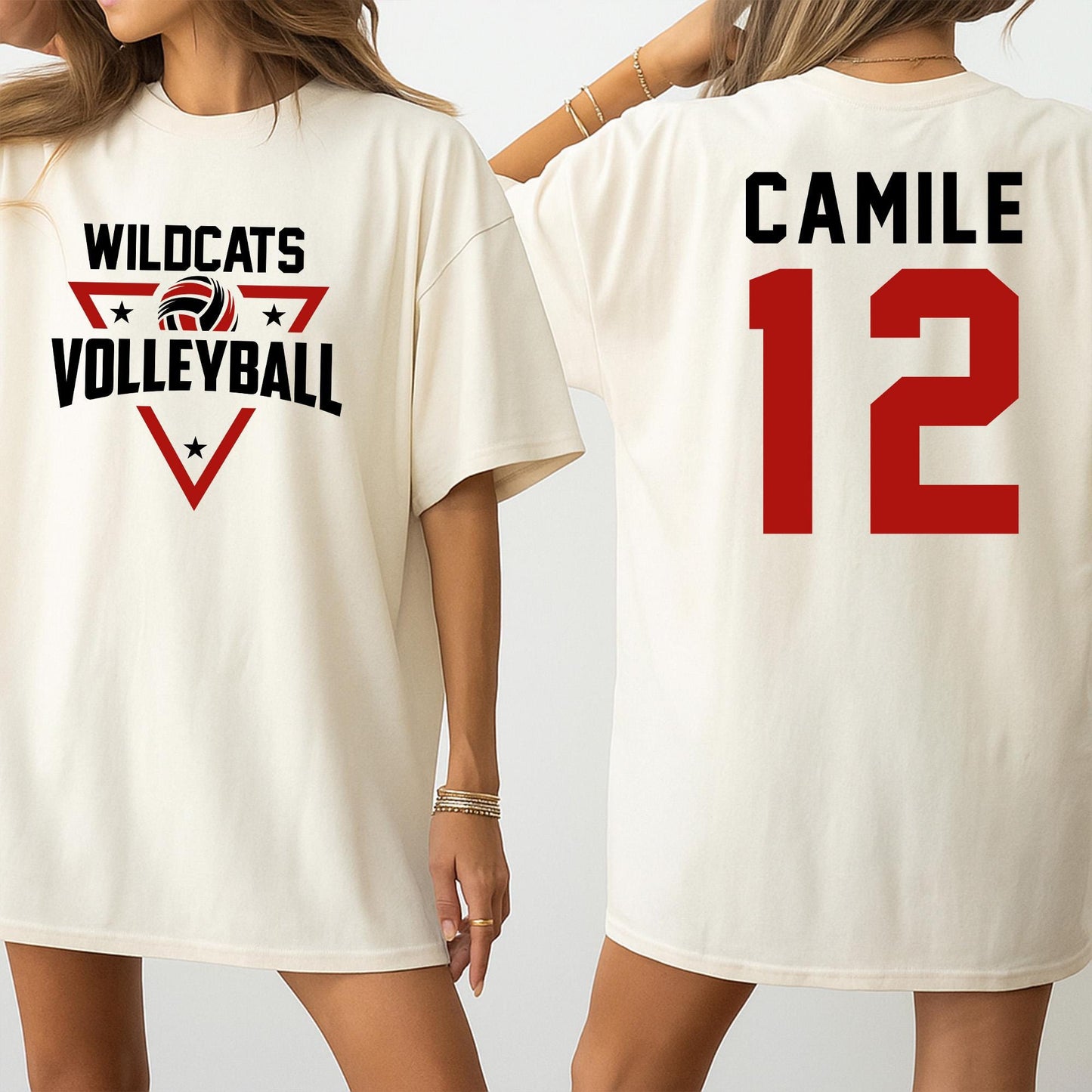 Custom Volleyball Team Name Number Shirt Volleyball Mom Game Day Gift High School Cheer T-Shirt