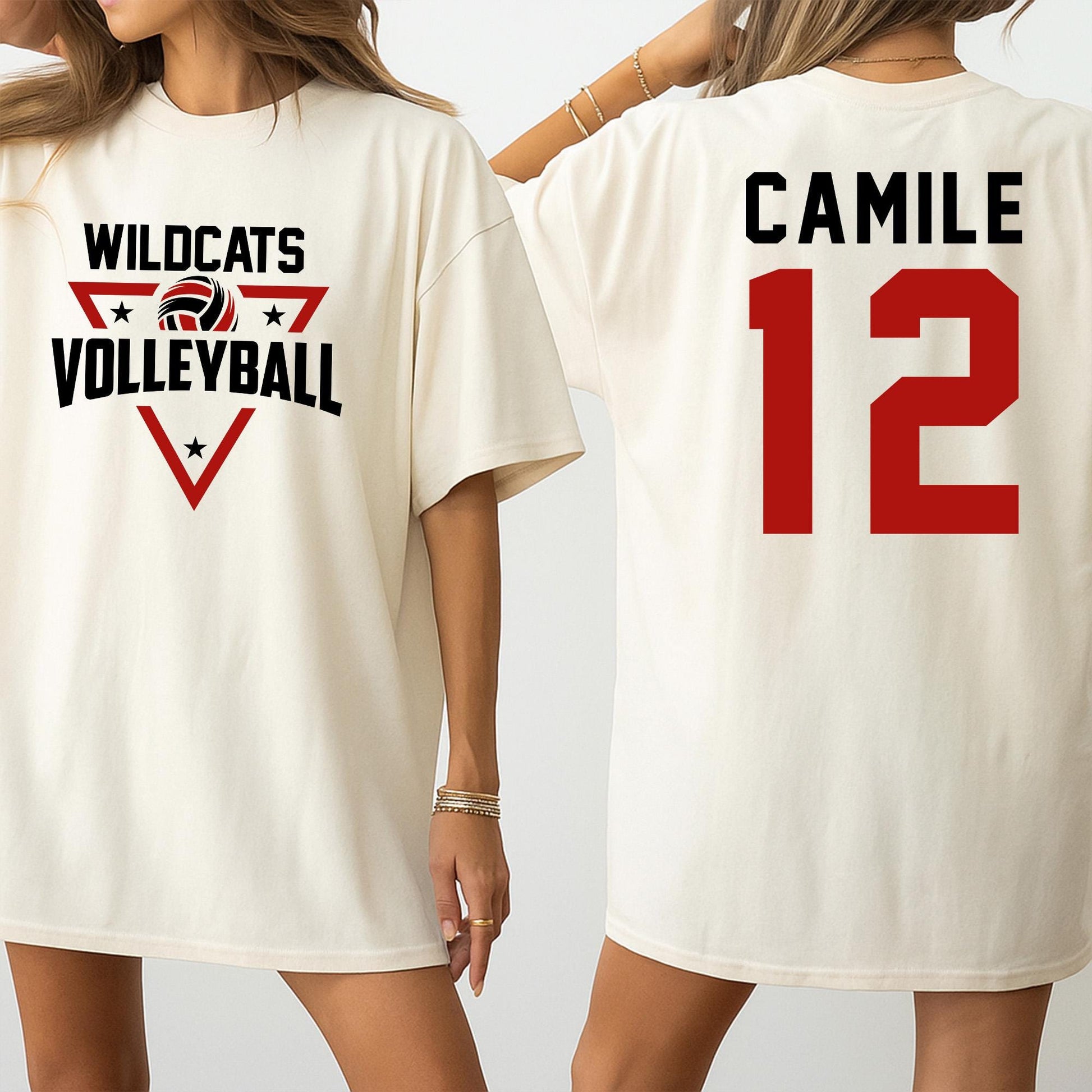 Custom Volleyball Team Name Number Shirt Volleyball Mom Game Day Gift High School Cheer T-Shirt