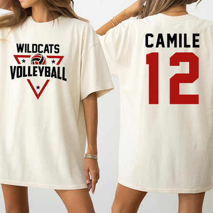 Custom Volleyball Team Name Number Shirt Volleyball Mom Game Day Gift High School Cheer T-Shirt