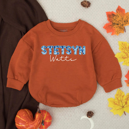 Personalized Stetson Watts Camo Bubble Romper, Custom Blue Camouflage Boy Outfit, Trendy Infant Clothes, Southern Baby Shower Gift, Newborn Toddler Apparel