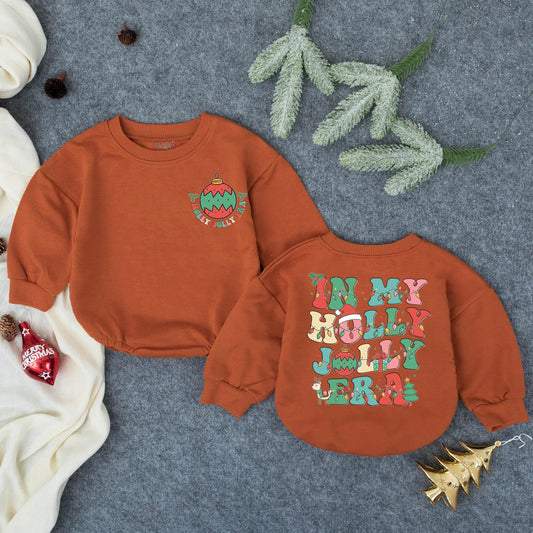 In My Holly Jolly Era Christmas Bubble Romper Baby Girl First Holiday Outfit Toddler Bodysuit Winter Shower Gift Retro Cheerful Infant Newborn Style