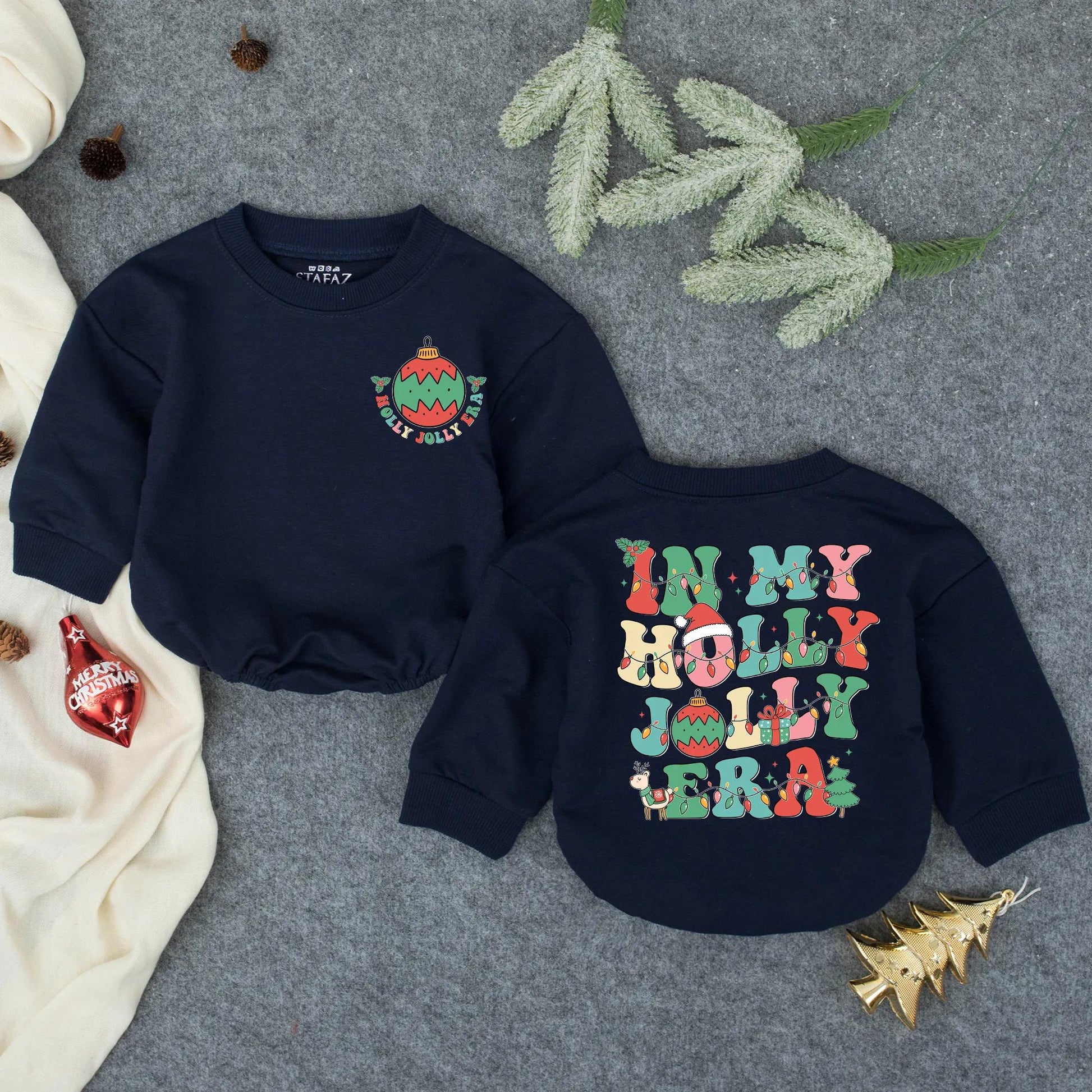 In My Holly Jolly Era Christmas Bubble Romper Baby Girl First Holiday Outfit Toddler Bodysuit Winter Shower Gift Retro Cheerful Infant Newborn Style