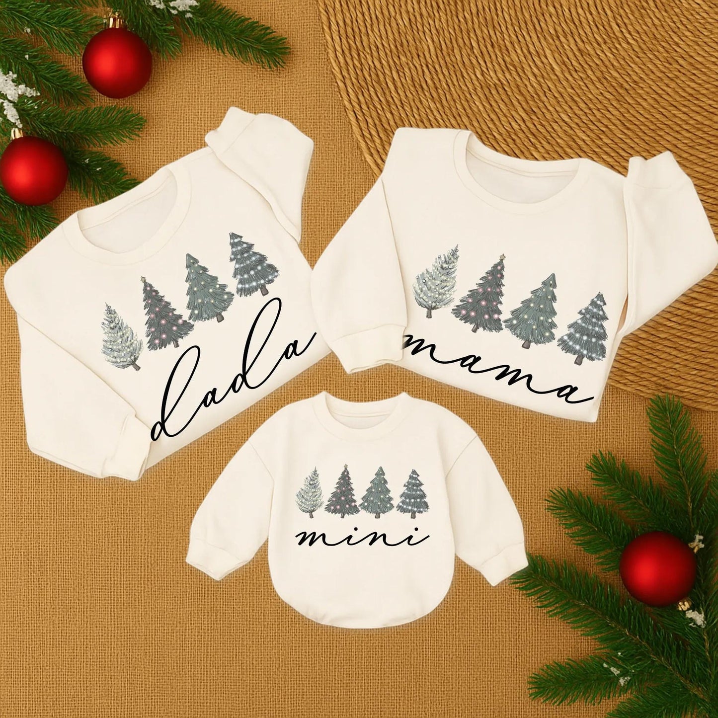 Matching Family Christmas Sweatshirts, Mama Mini Tree Design, Cute Holiday Gift, Mommy Dad & Me Festive Outfits, Christmas 2025