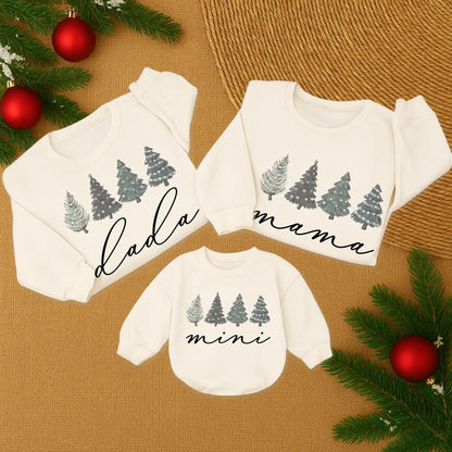 Matching Family Christmas Sweatshirts, Mama Mini Tree Design, Cute Holiday Gift, Mommy Dad & Me Festive Outfits, Christmas 2025