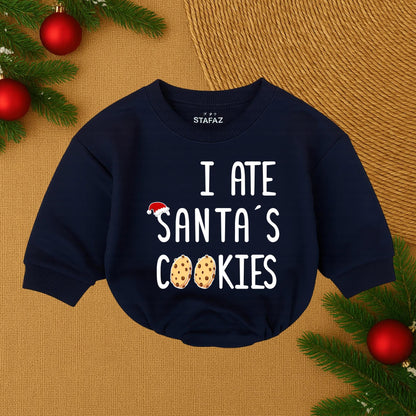 Festive 'I Ate Santa's Cookies' Baby Bubble Romper Christmas Infant Bodysuit Funny Holiday Outfit Cute Red Orange Santa Cookie Design Gift