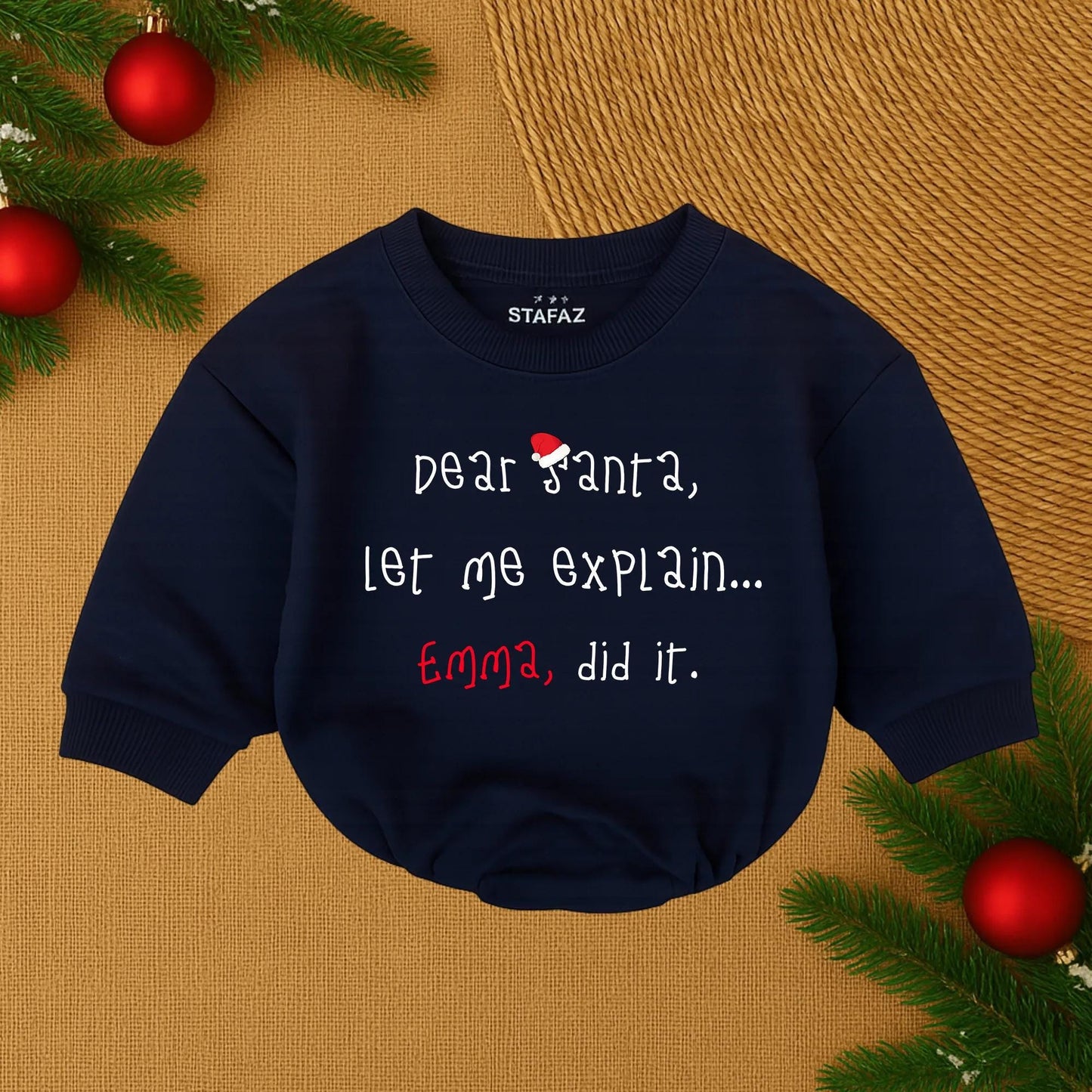 Dear Santa Let Me Explain Bubble Romper Funny Christmas Baby Outfit Red Green Santa Hat My First Christmas Gift