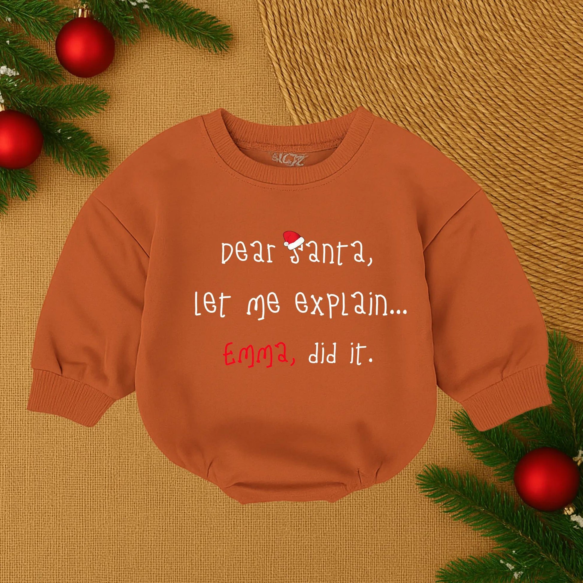 Dear Santa Let Me Explain Bubble Romper Funny Christmas Baby Outfit Red Green Santa Hat My First Christmas Gift