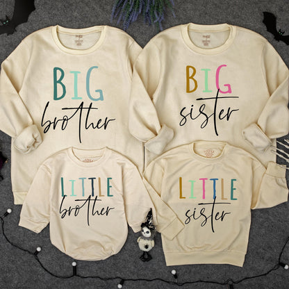 Matching Big Brother/Sister, Little Brother/Sister Outfits - Playful Sibling Sets with Blocky & Cursive Designs - Baby, Toddler & Kid Clothes