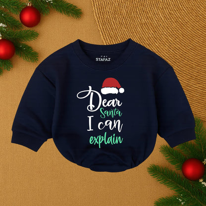 Dear Santa I Can Explain Funny Personalized Christmas Bubble Romper Baby Infant Boy Girl My First Holiday Outfit Soft Cotton Newborn Gift