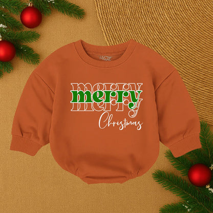 Merry Christmas Bubble Romper for Baby Girl, Festive Red & Black Design with Script 'Christmas', First Christmas Outfit, Santa Baby Romper