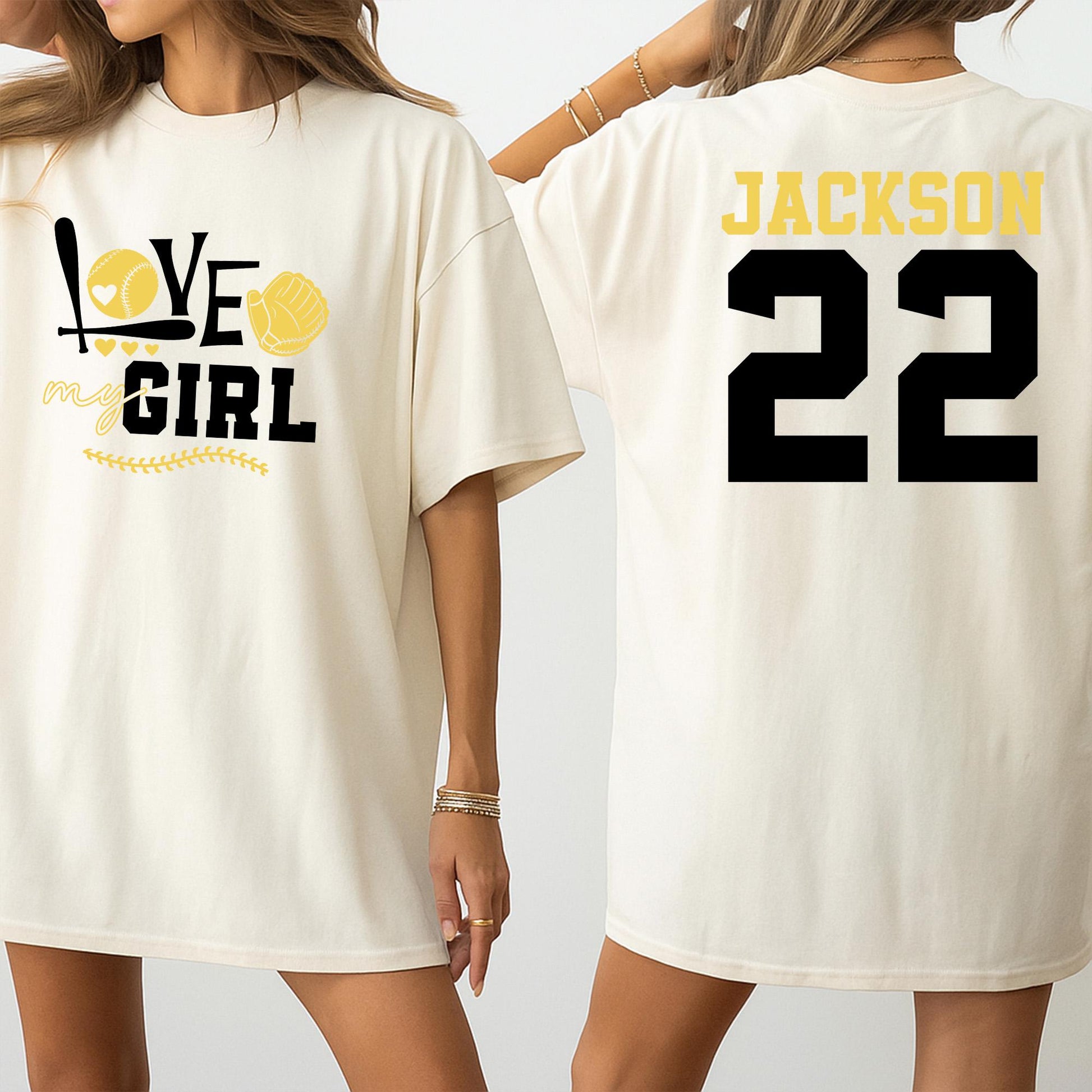 Love My Girl Softball Mom Shirt Personalized Name Number Player Softball Family Spirit Wear Game Day Gift