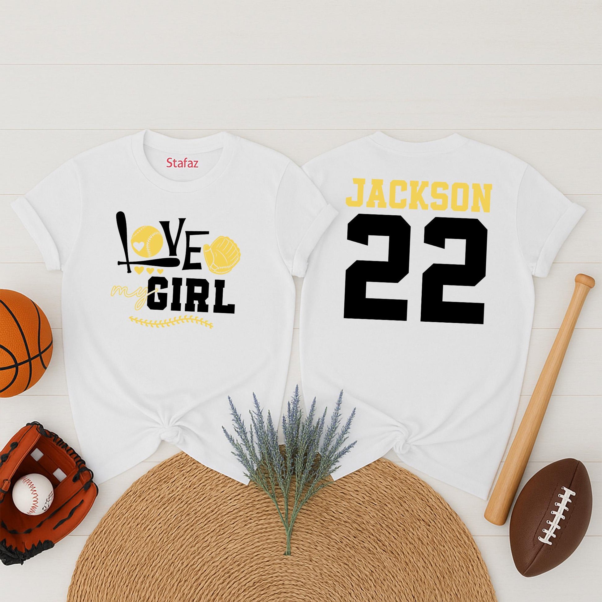 Love My Girl Softball Mom Shirt Personalized Name Number Player Softball Family Spirit Wear Game Day Gift