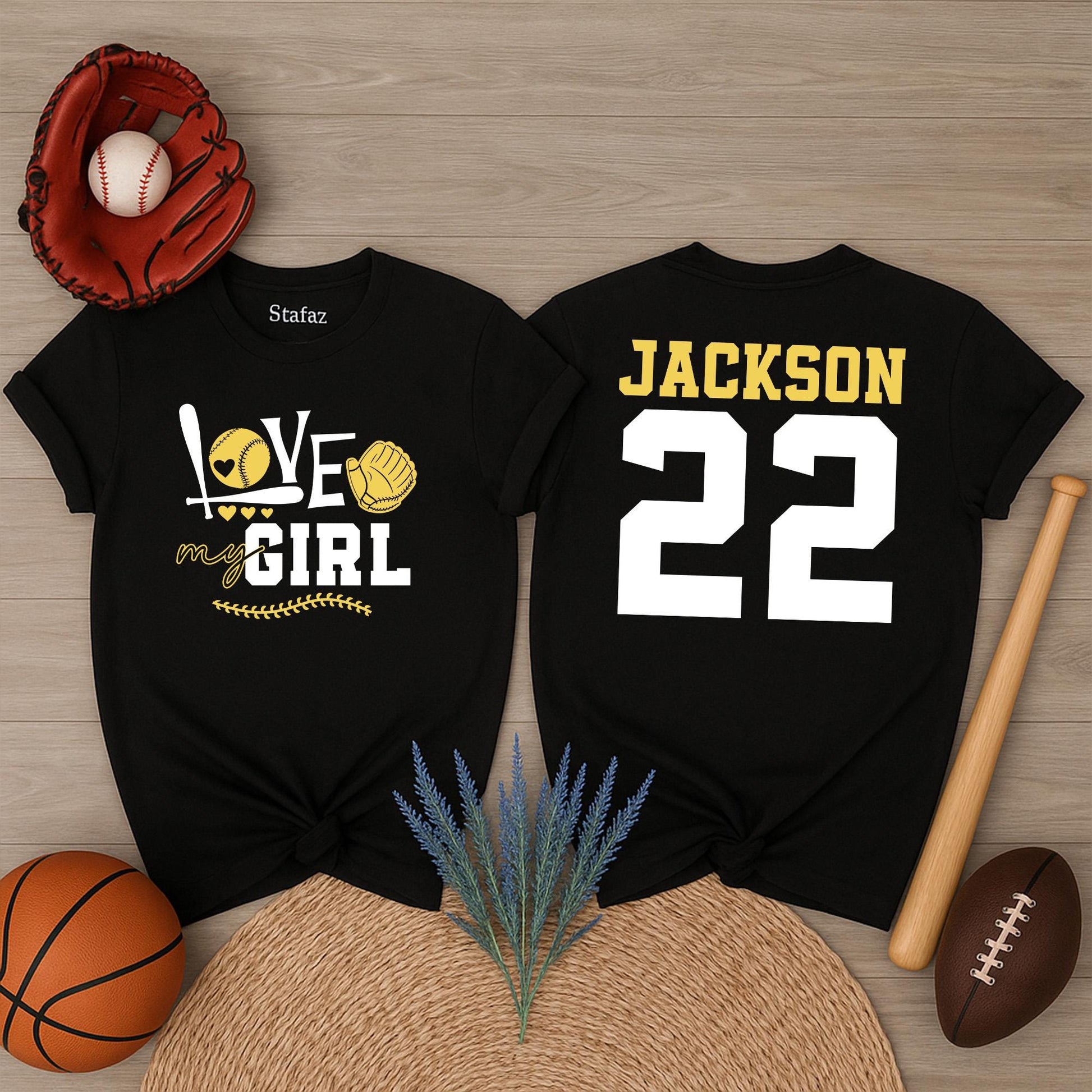 Love My Girl Softball Mom Shirt Personalized Name Number Player Softball Family Spirit Wear Game Day Gift