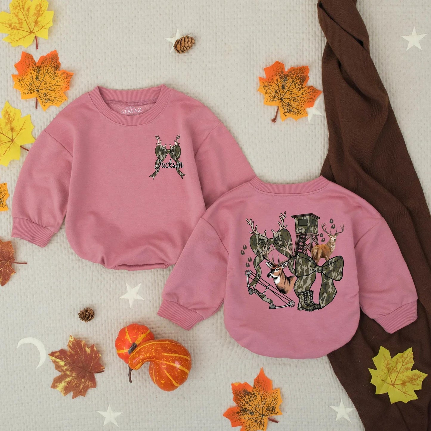 Jackson's Custom Hunting Buddy Camo Baby Romper Woodland Deer Antler Bow Infant Outfit Toddler Outdoor Shower Gift for Boys