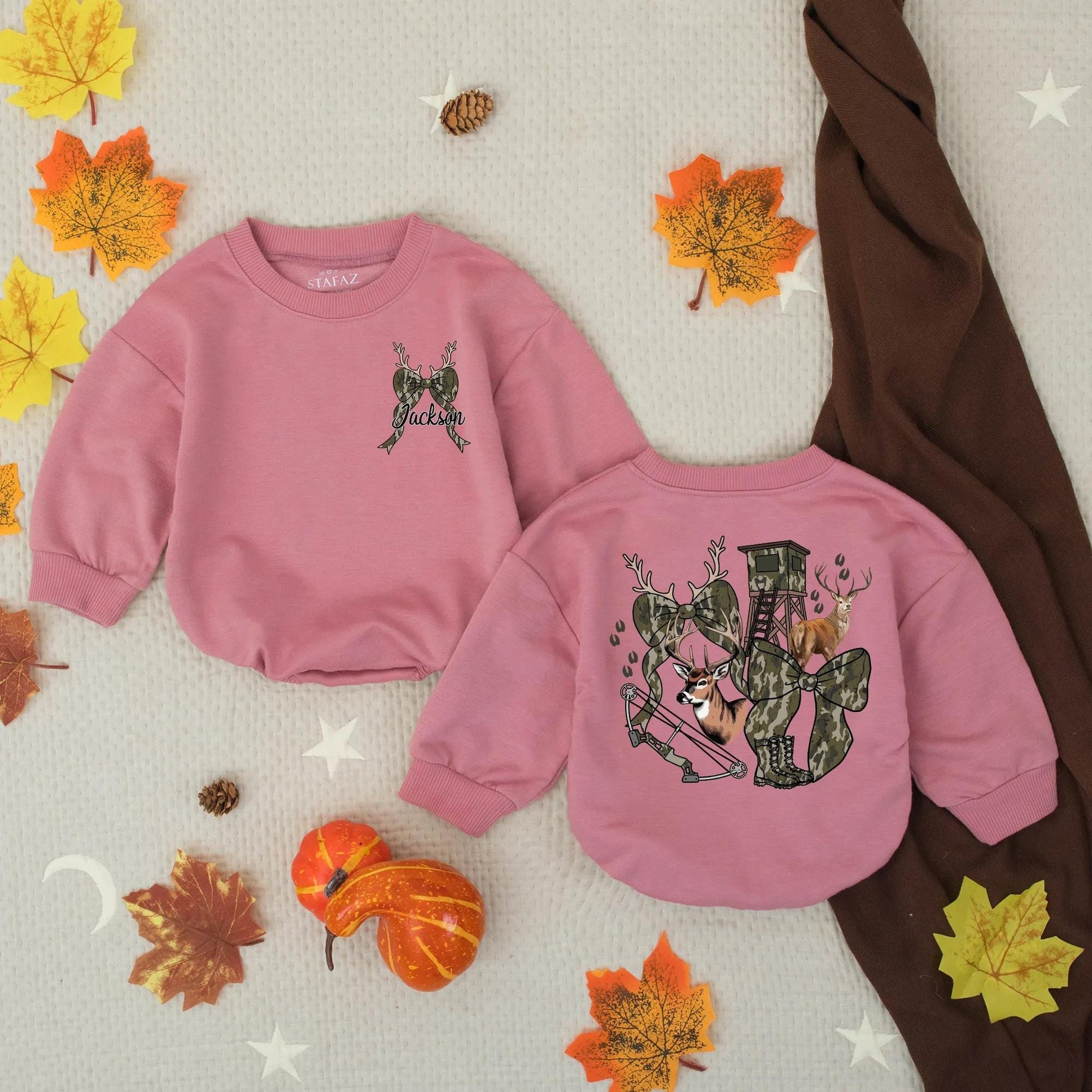 Jackson's Custom Hunting Buddy Camo Baby Romper Woodland Deer Antler Bow Infant Outfit Toddler Outdoor Shower Gift for Boys