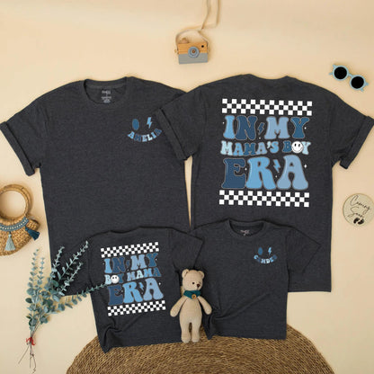 In My Mama's Boy Era Matching Shirts Blue Checkered Mommy and Son Outfit Modern Playful New Mom Gift for Baby Boy Comfortable Cotton