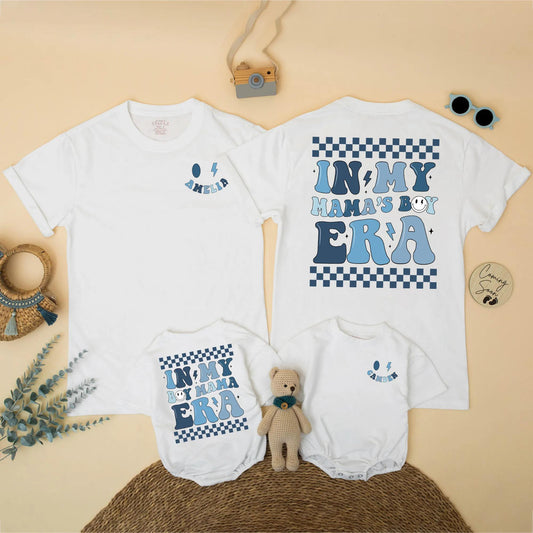In My Mama's Boy Era Matching Shirts Blue Checkered Mommy and Son Outfit Modern Playful New Mom Gift for Baby Boy Comfortable Cotton