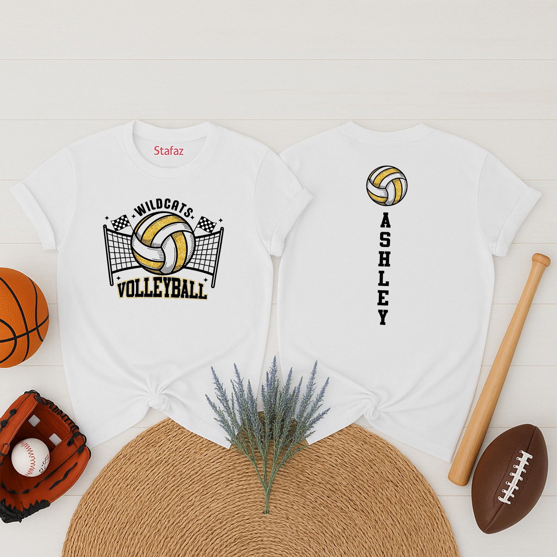 Custom Glitter Volleyball Shirt for Wildcats! Personalized Game Day Top with Flags, Volleyball Mom Tee, Sporty Spirit Wear