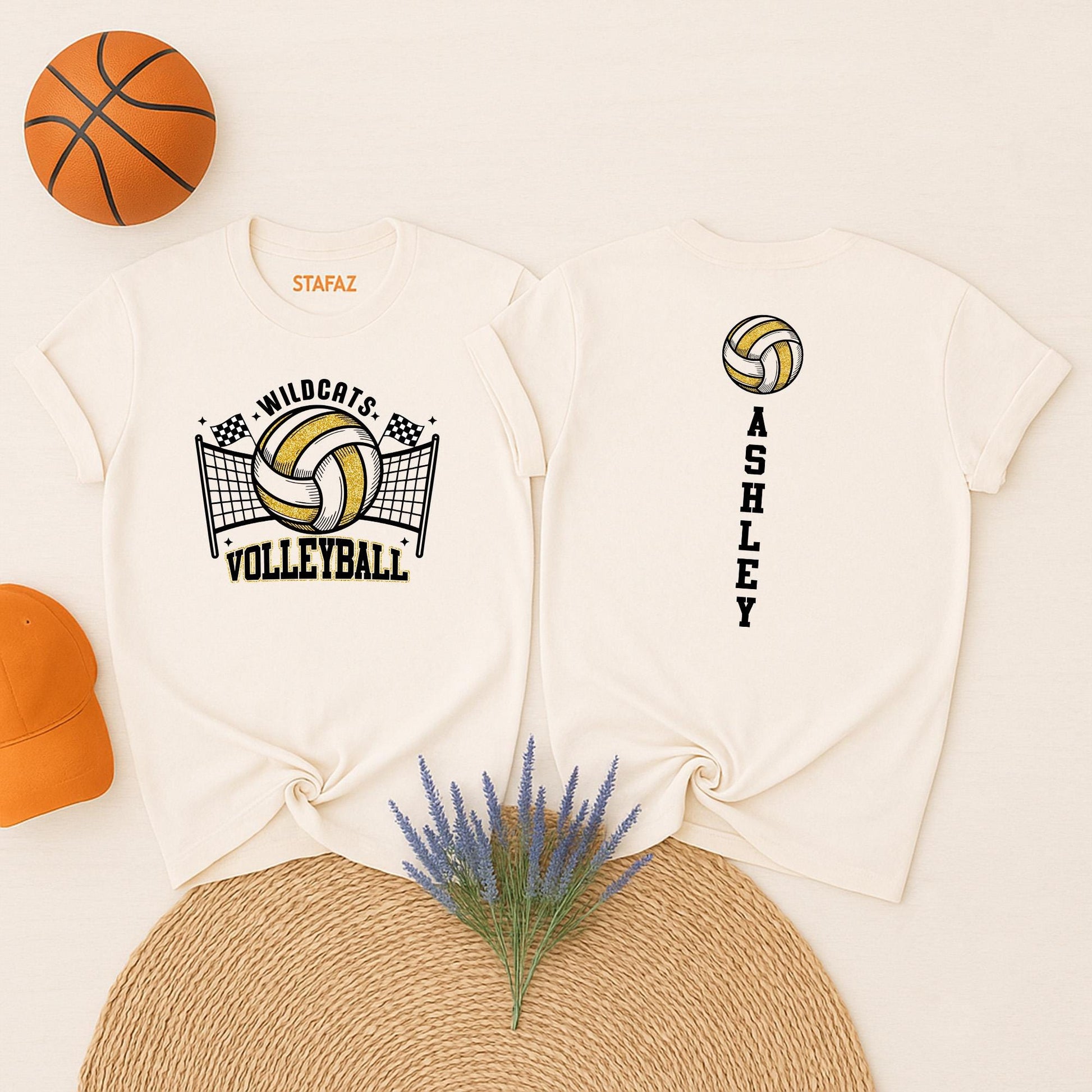 Custom Glitter Volleyball Shirt for Wildcats! Personalized Game Day Top with Flags, Volleyball Mom Tee, Sporty Spirit Wear