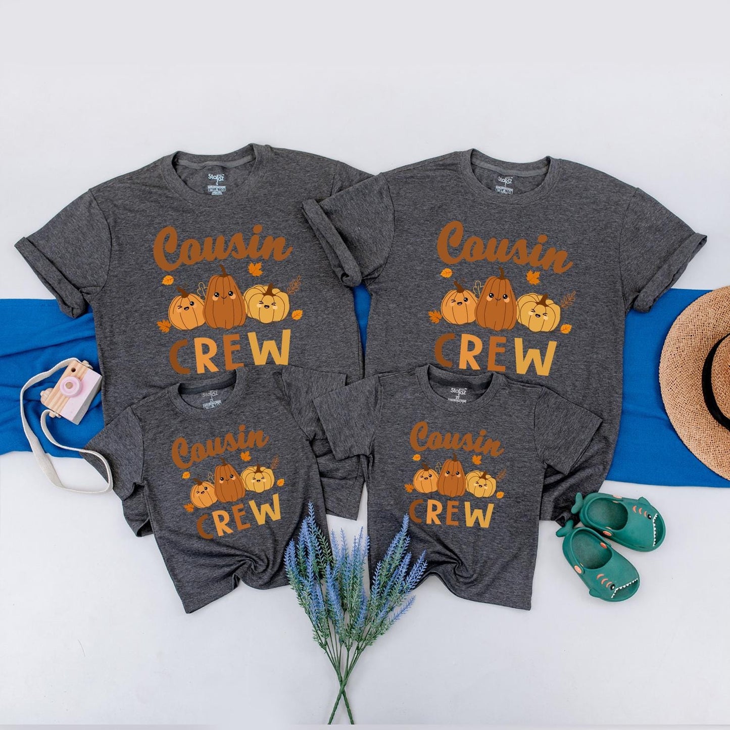 Cousin Crew Pumpkin Patch Kids Tee, Retro Fall Family Matching Shirt, Little Pumpkin Thanksgiving Outfit, Cute Toddler Autumn Party Clothes, Brown Orange