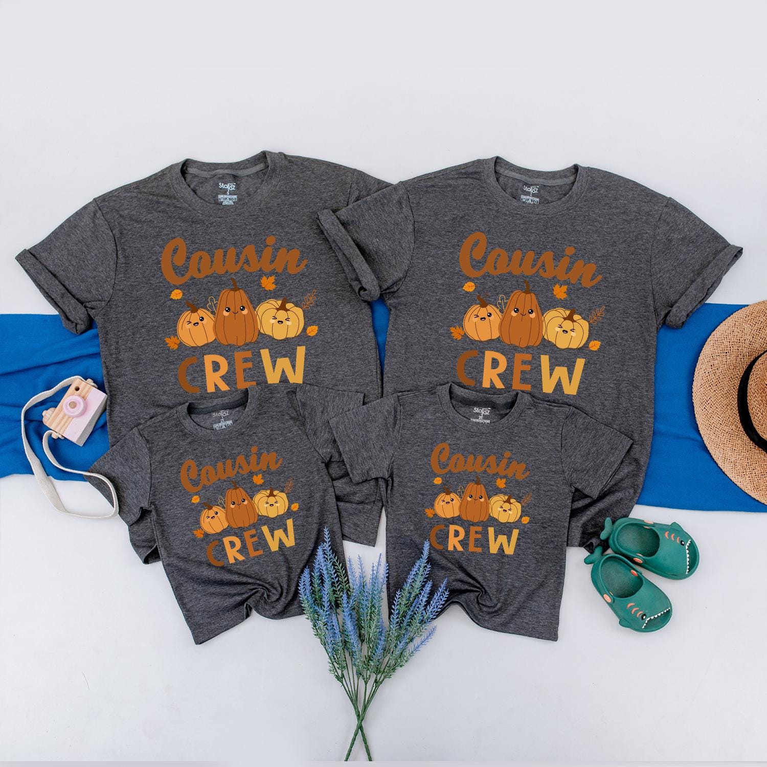 Cousin Crew Pumpkin Patch Kids Tee, Retro Fall Family Matching Shirt, Little Pumpkin Thanksgiving Outfit, Cute Toddler Autumn Party Clothes, Brown Orange
