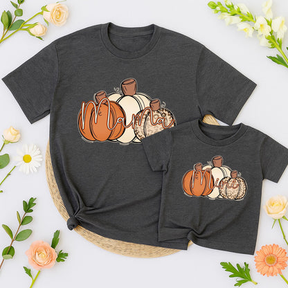Leopard Pumpkin Family Matching Shirts: Fall Outfits for Mama, Mini, Dad & Brother, Thanksgiving T-Shirts, Cute Matching Fall Outfit Set (139 chars)