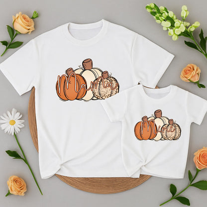 Leopard Pumpkin Family Matching Shirts: Fall Outfits for Mama, Mini, Dad & Brother, Thanksgiving T-Shirts, Cute Matching Fall Outfit Set (139 chars)