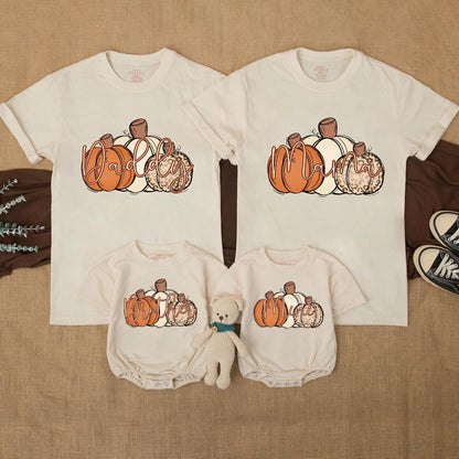 Leopard Pumpkin Family Matching Shirts: Fall Outfits for Mama, Mini, Dad & Brother, Thanksgiving T-Shirts, Cute Matching Fall Outfit Set (139 chars)