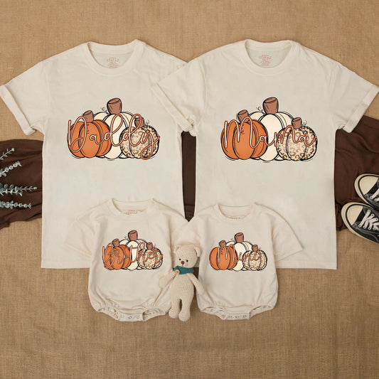 Leopard Pumpkin Family Matching Shirts: Fall Outfits for Mama, Mini, Dad & Brother, Thanksgiving T-Shirts, Cute Matching Fall Outfit Set (139 chars)