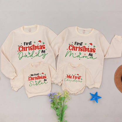 First Christmas As Mama Sweatshirt, Matching Family Holiday Sweaters, Custom Christmas Gift, New Mom Outfit, Festive Mommy and Me Clothing
