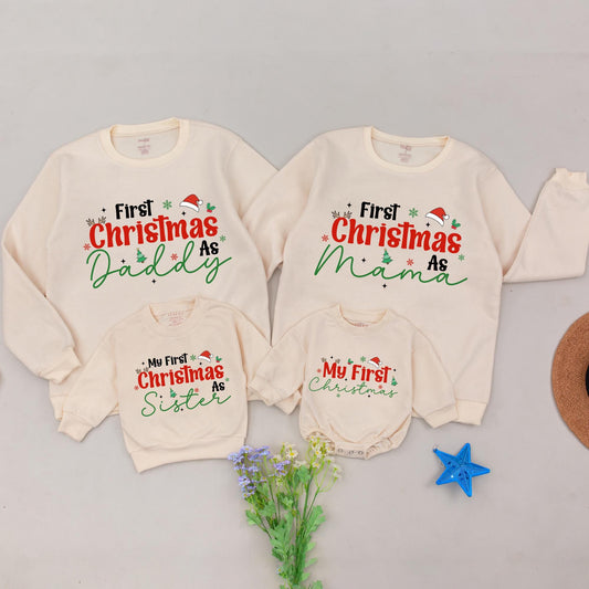 First Christmas As Mama Sweatshirt, Matching Family Holiday Sweaters, Custom Christmas Gift, New Mom Outfit, Festive Mommy and Me Clothing