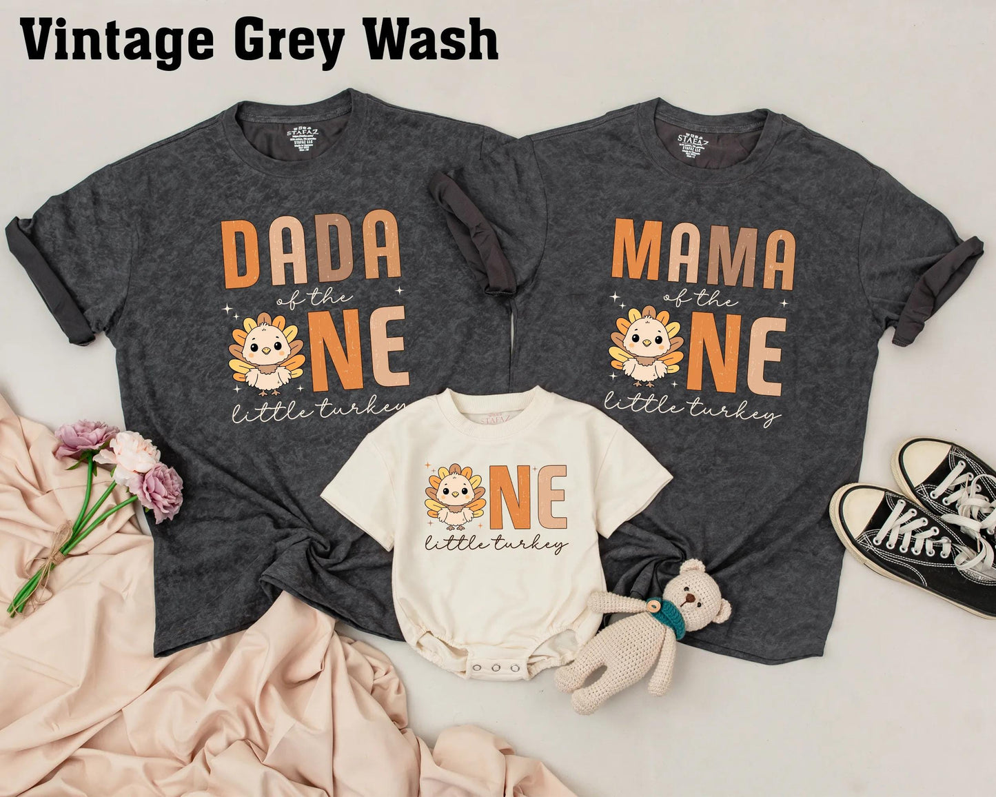 Thanksgiving Family Matching Birthday Shirts, Cute Turkey Outfit for ONE, Fall First Birthday Clothes, Dada Mama Sister Little Turkey, Comfy Cotton (140 chars)